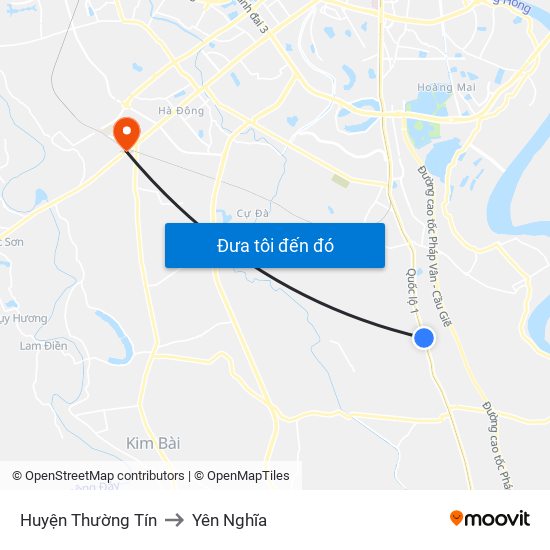 Huyện Thường Tín to Yên Nghĩa map