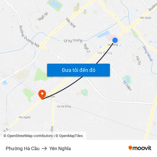 Phường Hà Cầu to Yên Nghĩa map