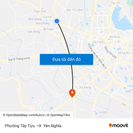 Phường Tây Tựu to Yên Nghĩa map