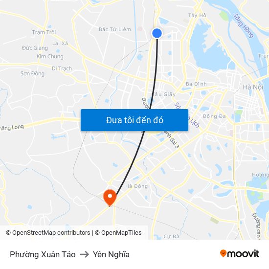 Phường Xuân Tảo to Yên Nghĩa map