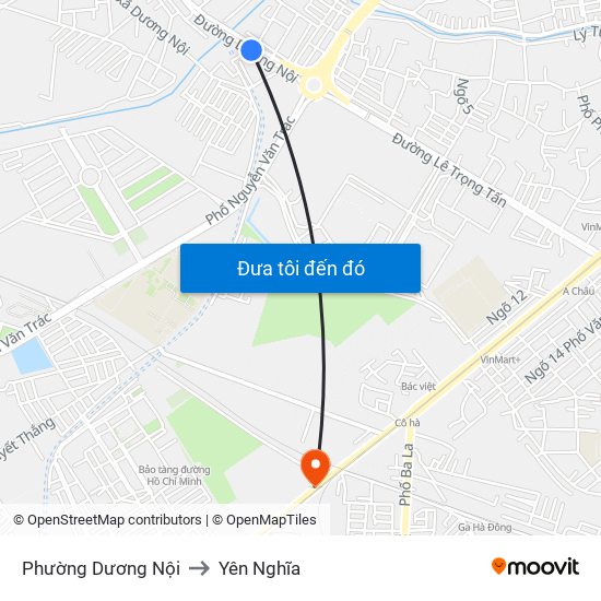 Phường Dương Nội to Yên Nghĩa map