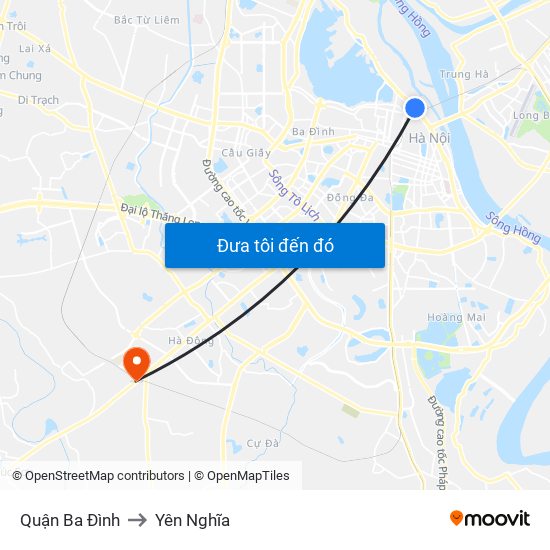 Quận Ba Đình to Yên Nghĩa map