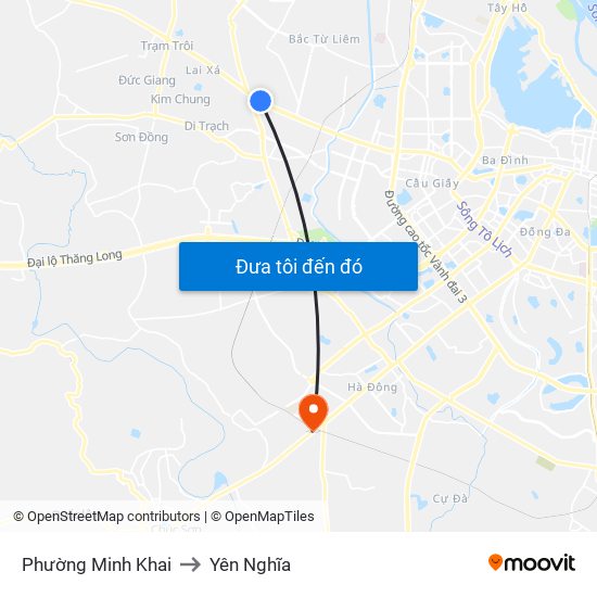 Phường Minh Khai to Yên Nghĩa map