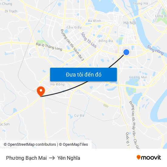 Phường Bạch Mai to Yên Nghĩa map