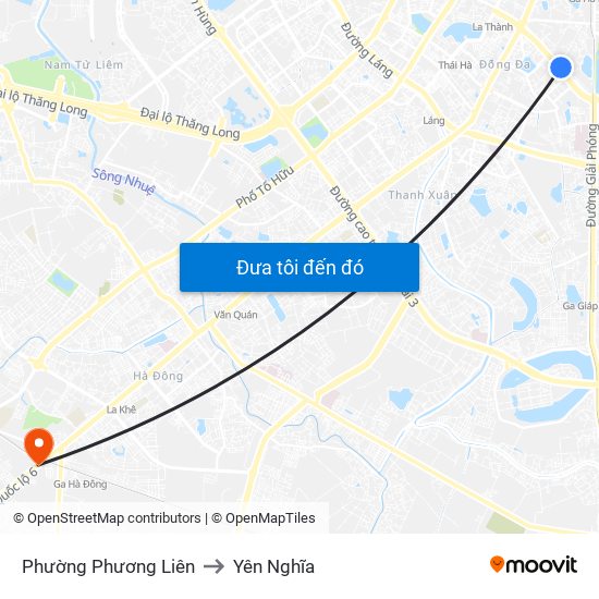 Phường Phương Liên to Yên Nghĩa map