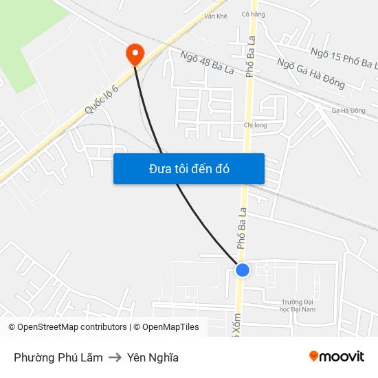 Phường Phú Lãm to Yên Nghĩa map