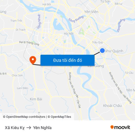 Xã Kiêu Kỵ to Yên Nghĩa map