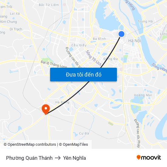 Phường Quán Thánh to Yên Nghĩa map