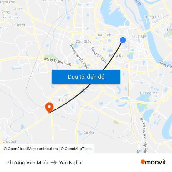 Phường Văn Miếu to Yên Nghĩa map