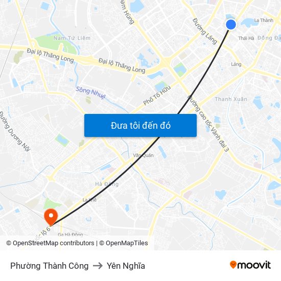 Phường Thành Công to Yên Nghĩa map