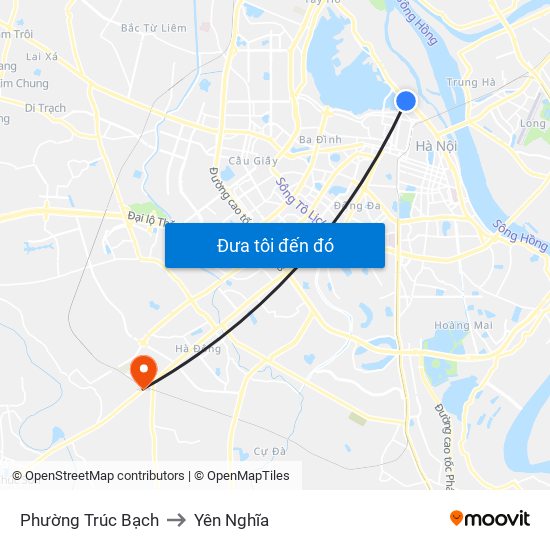 Phường Trúc Bạch to Yên Nghĩa map