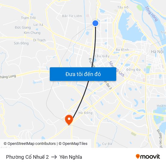 Phường Cổ Nhuế 2 to Yên Nghĩa map