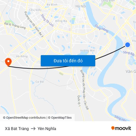 Xã Bát Tràng to Yên Nghĩa map