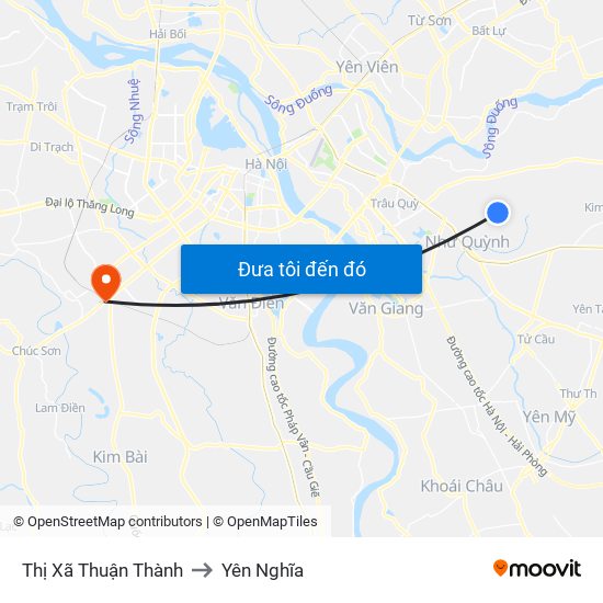 Thị Xã Thuận Thành to Yên Nghĩa map