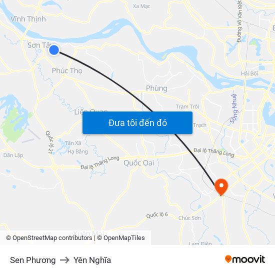 Sen Phương to Yên Nghĩa map