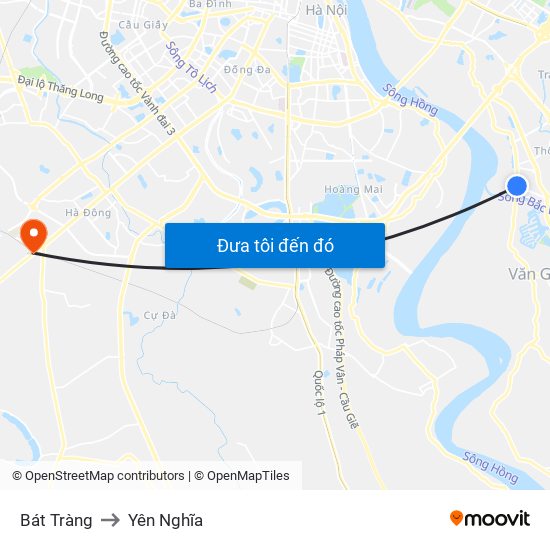 Bát Tràng to Yên Nghĩa map