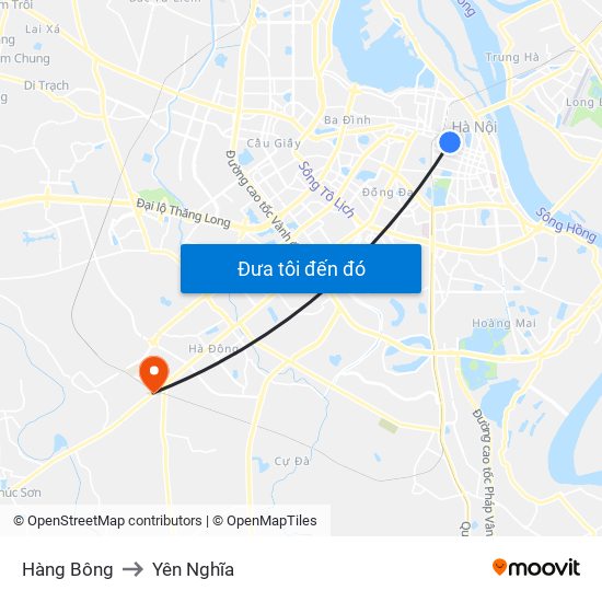 Hàng Bông to Yên Nghĩa map