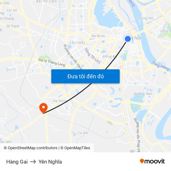 Hàng Gai to Yên Nghĩa map