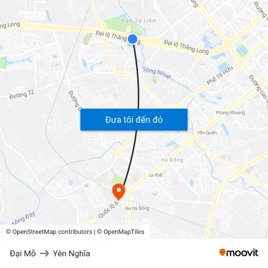Đại Mỗ to Yên Nghĩa map