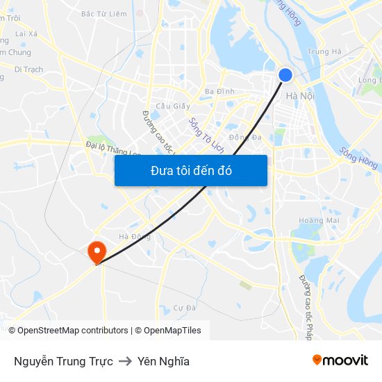 Nguyễn Trung Trực to Yên Nghĩa map