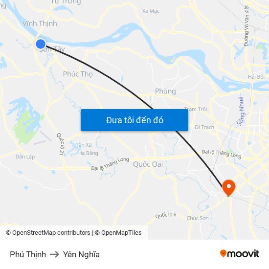 Phú Thịnh to Yên Nghĩa map