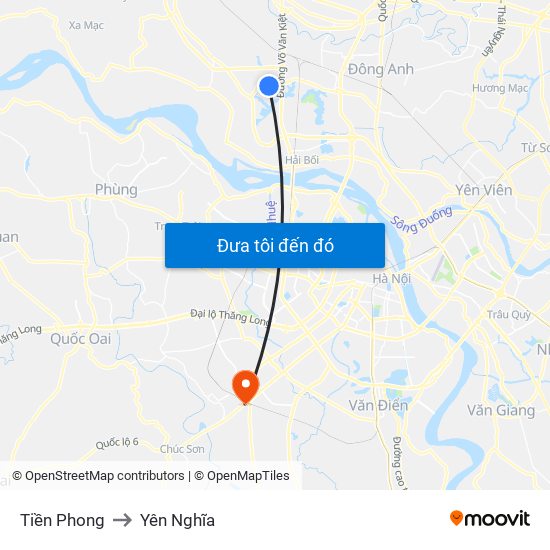 Tiền Phong to Yên Nghĩa map