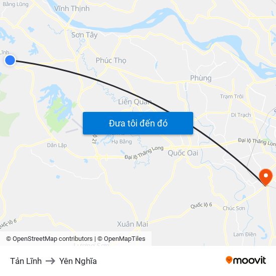 Tản Lĩnh to Yên Nghĩa map