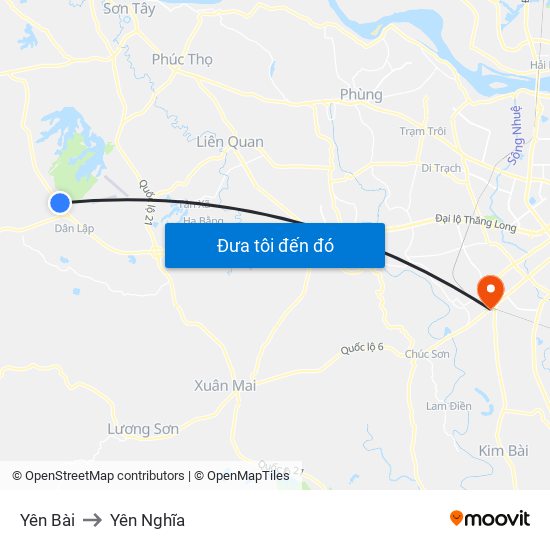 Yên Bài to Yên Nghĩa map