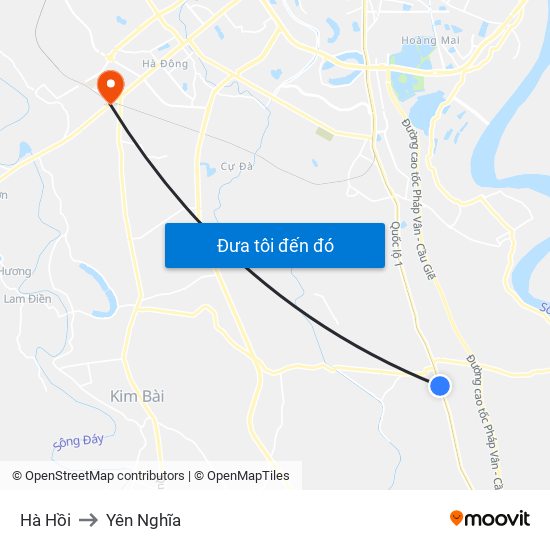 Hà Hồi to Yên Nghĩa map