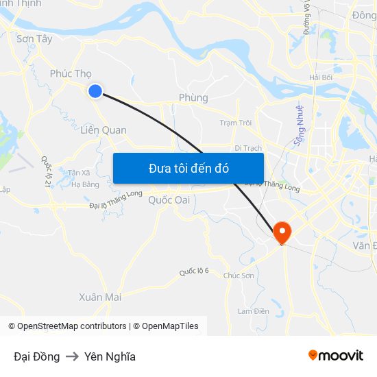 Đại Đồng to Yên Nghĩa map