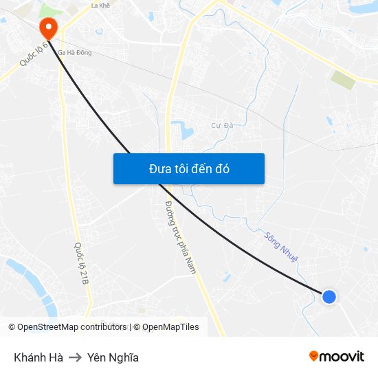 Khánh Hà to Yên Nghĩa map