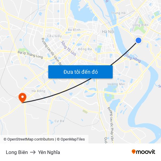 Long Biên to Yên Nghĩa map