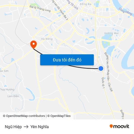 Ngũ Hiệp to Yên Nghĩa map