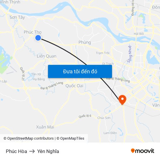 Phúc Hòa to Yên Nghĩa map