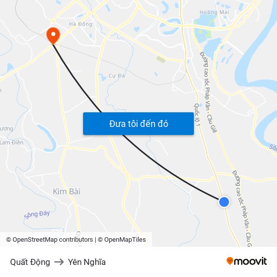 Quất Động to Yên Nghĩa map