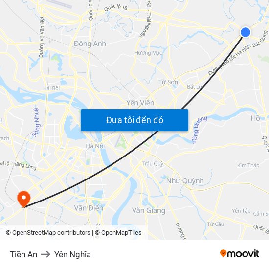 Tiền An to Yên Nghĩa map