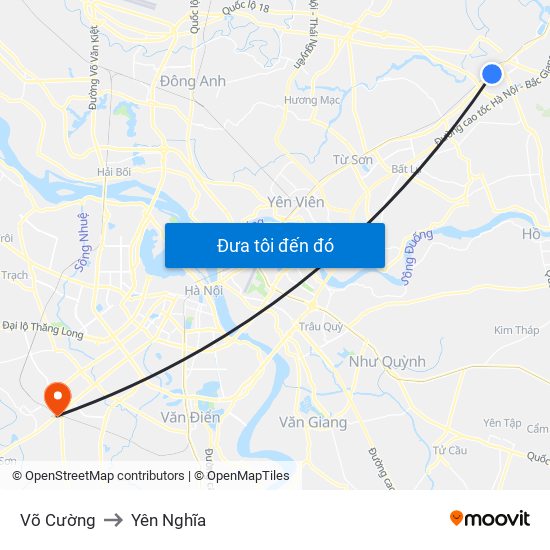 Võ Cường to Yên Nghĩa map
