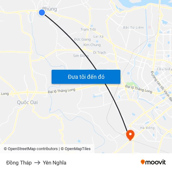 Đồng Tháp to Yên Nghĩa map