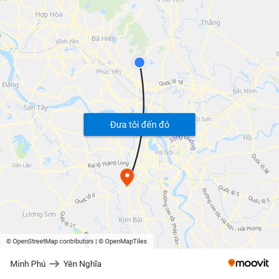 Minh Phú to Yên Nghĩa map