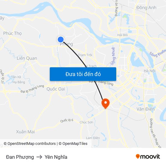 Đan Phượng to Yên Nghĩa map
