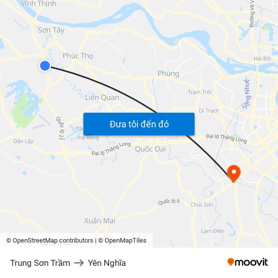 Trung Sơn Trầm to Yên Nghĩa map