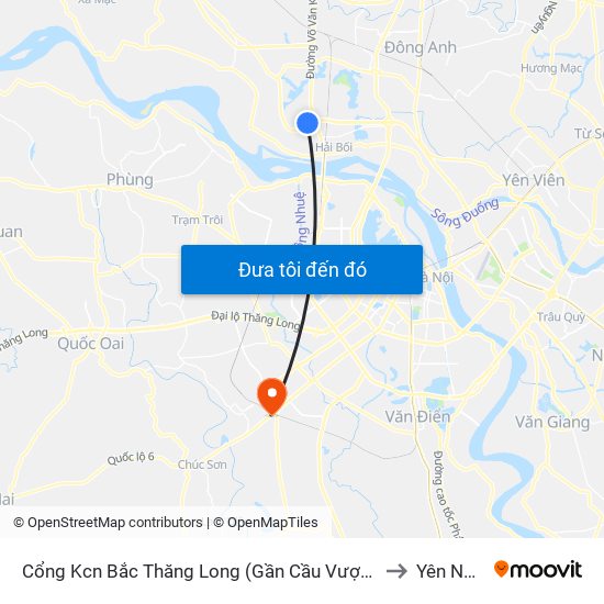 Cổng Kcn Bắc Thăng Long (Gần Cầu Vượt Bộ Hành) to Yên Nghĩa map