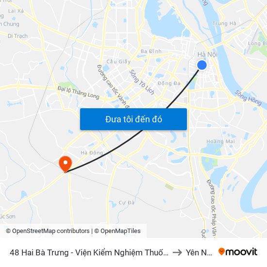 48 Hai Bà Trưng - Viện Kiểm Nghiệm Thuốc Trung Ương to Yên Nghĩa map