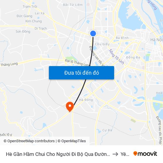 2b Phạm Văn Đồng to Yên Nghĩa map