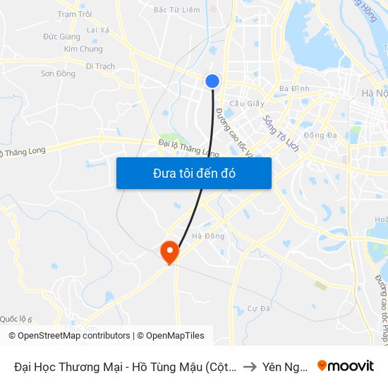 Đại Học Thương Mại - Hồ Tùng Mậu (Cột Sau) to Yên Nghĩa map