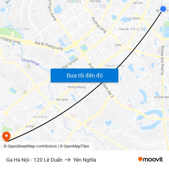 Ga Hà Nội - 120 Lê Duẩn to Yên Nghĩa map