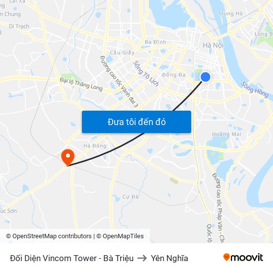 Đối Diện Vincom Tower - Bà Triệu to Yên Nghĩa map