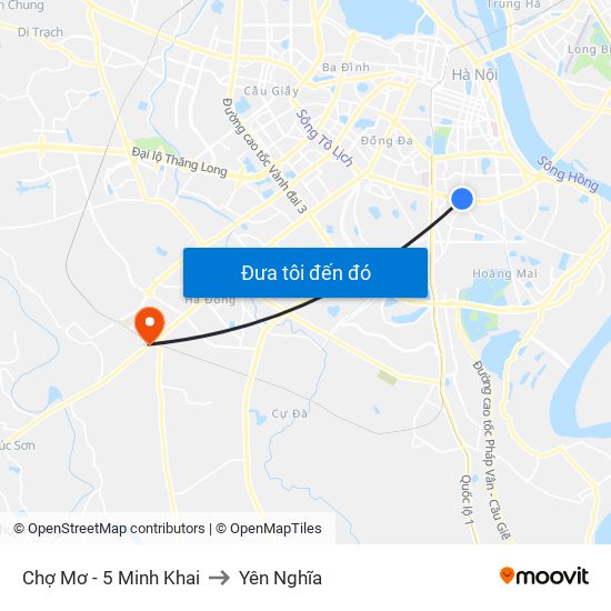 Chợ Mơ - 5 Minh Khai to Yên Nghĩa map