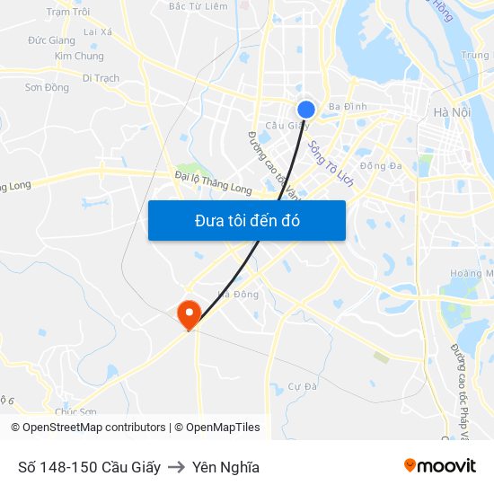Số 148-150 Cầu Giấy to Yên Nghĩa map