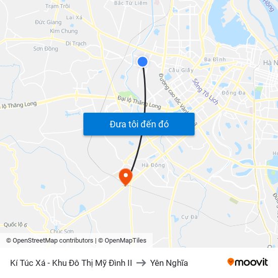 Kí Túc Xá - Khu Đô Thị Mỹ Đình II to Yên Nghĩa map